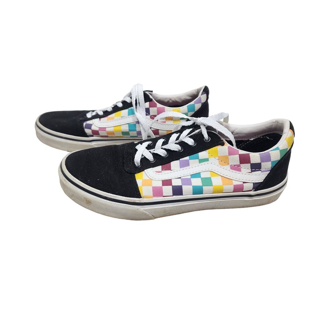 Vans Old Skool Rainbow Checkerboard Shoes Size 5